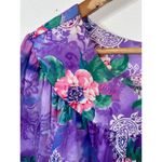 Lounge Vintage Womens 1X Top MuuMuu Shirt Short Sleeve Hawaiian Floral Purple Photo 7