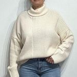 Topshop Cream Chunky Knit Oversized Turtleneck Sweater Sz M NWT Photo 0