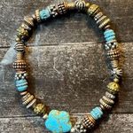 Turquoise Flower Beaded Stretch Bracelet Unisex New Blue Photo 0