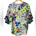 Vivienne Tam  Butterfly Floral Embroidered Blouse Ruffle Sleeve Y2K Size S Photo 6