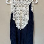 Vintage Miss Kelly 1999 Women’s Navy Blue White Crotchet Sheer Sleeveless Vest S Photo 7