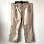 Citizens of Humanity Isola Patent Leather Crop Bootcut Pants Cashew Tan 34 Photo 2