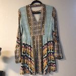 Free People Women's Blue Tegan Border Printed Mini Dress size 8 Photo 4