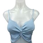 ZARA Blue Ribbed Knit Twist Knot Front Spaghetti Cami Camisole Crop Tank Top S Photo 0