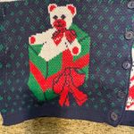 Cabin creek Ugly Christmas Cardigan Bear Snowboarding Fair Isle Holiday Novelty Sweater L Photo 3