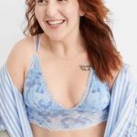 Aerie  Sunkissed Lace Plunge Bralette Blue size XL Photo 0