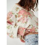 Free People Bed Of Roses Sweater Dainty Cottage Floral V Neck Size Small Photo 14
