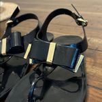 Michael Kors  Black Jelly Sandals with Gold Buckles Size 6 GUC Photo 4