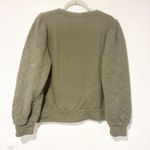 Evereve  Green Sweatshirt Womens XL Ivy Ribbed Quilted Puff Sleeve Pullover Photo 5