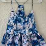 Ro & De  Tie Dye Purple, Blue Racerback Style Peplum Tank, Side Zip; size S Photo 0