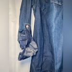 Bit & Bridle Jean Dress Tunic Long Roll Tab Sleeve Belt Loops Women’s Small Blue Photo 2