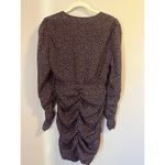 ZARA NWT Tiny Hearts Black w/Pink Hearts Mini Dress Puff Sleeves V-neck Ruched M Photo 4