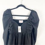 HERRINGSTONES Black Ruffle Long Sleeves Trim Smocked Back Dress, Size Large Photo 9