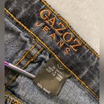 Gazoz Size 16 Embroidered Pocket Zip Up Ramie Cotton Stretch Cropped Jeans Blue Photo 2