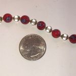 Red & Gold Tone Glass Millefiori Flower Beaded Boho Bracelet Photo 1