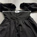 Anthropologie  Maeve Puff Sleeve Smocked Button Front Black Mini Dress Size L NWT Photo 8