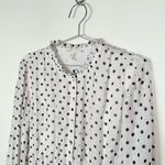 Maje White Black Polka Dot Ruffle Collar Long Sleeve Mini Dress Photo 3