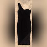 Dress the Population NWOT Magnolia One Shoulder Asymmetric Midi black Dress sz S Photo 2