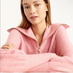 J.Crew Half-Zip Sweater Dress Supersoft Yarn Rose Heather Pink XS Alpaca Wool Photo 2