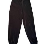 ZARA Black Tech Jogger Pants Flat Front High Rise Elastic Waist Back Medium EUC Photo 0