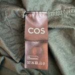 COS  Women 4 Emerald Green Shirt Dress Half Button Front Pockets Gathered Sleeve Photo 9