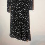 Ralph Lauren Lauren Dress Empire Waist V Neck Size 12 Black White Geo Print Midi Photo 1