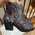 Nordstrom Sugar Snake Print Ankle Boots booties new black gray red burgundy 8M Photo 0