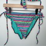 Arizona Jeans Colorful Bikini‎ Striped Full Coverage Two Piece Swimsuit Photo 3
