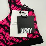 DKNY  Bikini Top Size Medium NWT Printed Square Neck Hot Pink Black Swim Sporty Photo 3