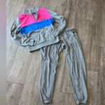 PINK - Victoria's Secret PINK Victoria’s secret Gray Tracksuit with Pink and Blue Accents Photo 1