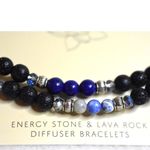 NWT Essential Energy Stones/Lava Rocks Diffuser Set Of 2 Stretch 6" Bracelets Blue Photo 1