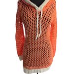 Venus Women's Orange Coral Crochet Hooded Dress Long Sleeve Size S (stretchy) Photo 13