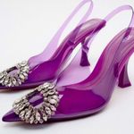 ZARA NWT  Embellished Vinyl Heels Violet formal sling backs Size EU 38 US 7.5 Photo 0