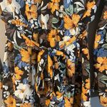 SheIn  Black & Orange Multicolor Floral Open Back High Neck Dress Women Sz XS Photo 10