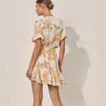 Kivari Blake Tie Front Floral Mini Dress Sz 6 Yellow Photo 2