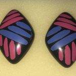 Vintage Black Pink Purple Funky Retro Boho Pierced Earrings Photo 1