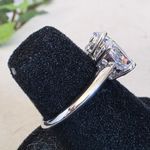 Italo Jewelry Three Stone Oval White Sapphire Ring 925 Silver with Box Photo 5