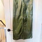 Urban Outfitters Faux Leather Wide Leg Green Pant Olive Army Hunter High Waist Photo 3