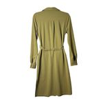 JustFab Dress Womens S Green Collared Long Sleeve Belted Dress Career NEW Photo 1