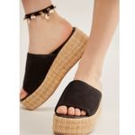 Free People Harbor Raffia Flatform Sandals in Black Size 11 Platform Chunky Boho Photo 3