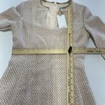 Mango Suit Dress Womens Small US 4 Beige Pink Tweed A-Line 3/4 Sleeve Lined Photo 6