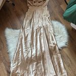 Birdy Grey  Mia Shiny Satin Strapless Maxi Dress In Gold Photo 0