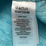 Isaac Mizrahi  New York Turquoise V-Neck Linen Pullover Collared Shirt- Small Photo 13