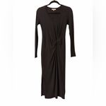 Sundry  Black Long Sleeve Twist Front Midi Dress Photo 2