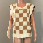 Maeve  By Anthropologie Checkered Sweater Vest Women's Size M Neutral BOHO #160 Photo 1
