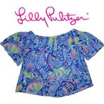 Lilly Pulitzer sain blue peri pinch pinch off the shoulder top small Photo 4