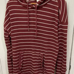 Market & Spruce  Maroon and White Striped Hoodie Photo 0