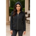 BCBGMAXAZRIA Gray Zip-Up Hoodie Sweatshirt Women’s Size M Studded Detail Casual Photo 1