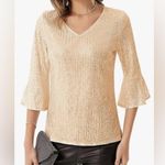 Grace Karin Gold Sequin Cut Out Blouse Photo 0