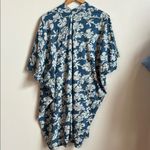Blue and White Floral Kimono Swim Coverup Size XXL Photo 4